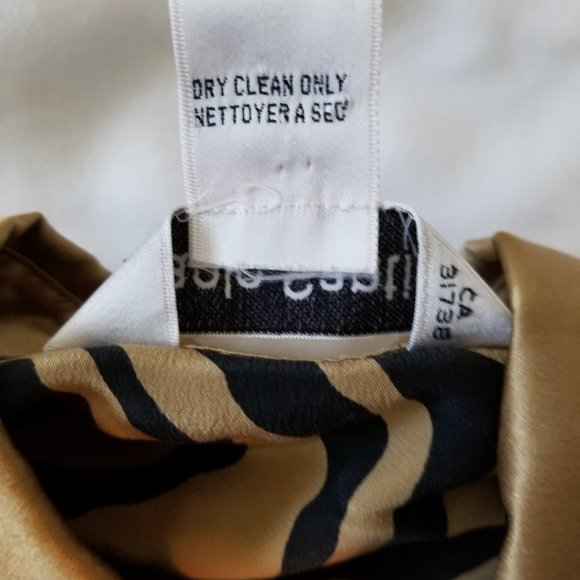 Vintage Paolo Santini 100% Silk Black Tan  Blouse Size 10 - Picture 2 of 5